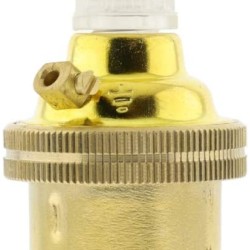 Plain Skirt B22 Lampholder in Polished Brass Finish with Nylon Cord Grip BC-B22d-Bayonet Cap